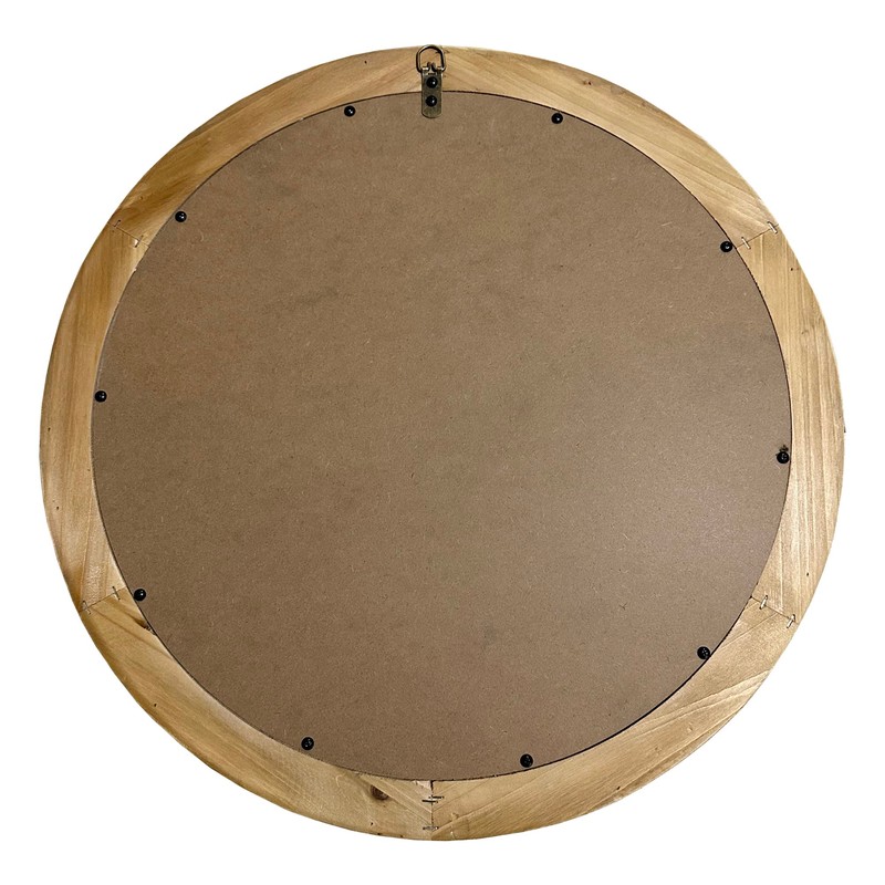 dwellington Rustic Round Wall 24 Inch Wood Circle Mirror with