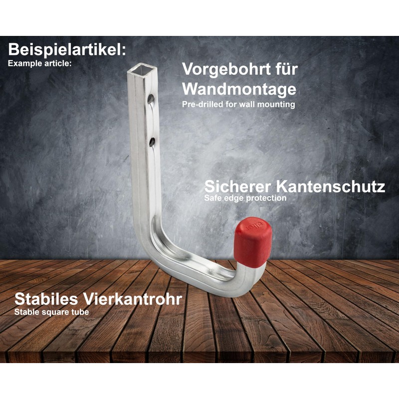 OrgaTech 2 x Wandhaken 120 x 80 mm Gerätehalter Montagehaken
