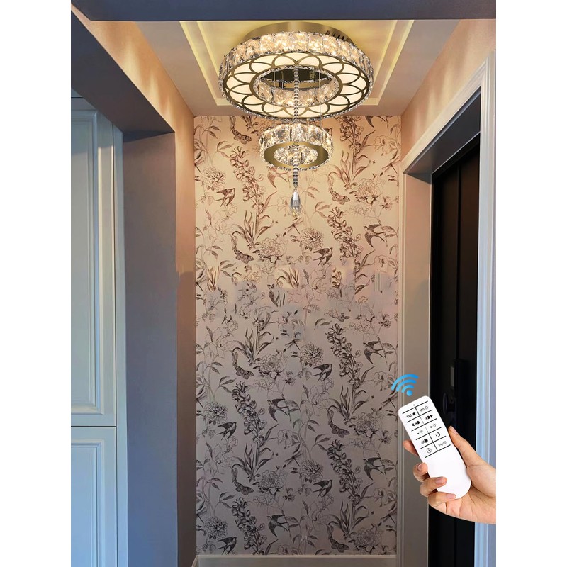 Flashing God Dia 12" Crystal Mini Chandelier Crystal Gold Ceiling