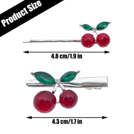 6 Pieces Red Cherry Hair Clips Cute Hair Barrettes Sweet Cherry Hairpin Crystal Fruit Duckbill Alligator Clips Decoration Bobby Pins Hair Accessories for Women Girls