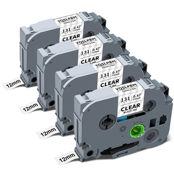 4X Label Maker Tape Tze-131 Tze131 Tz131 Black on Clear