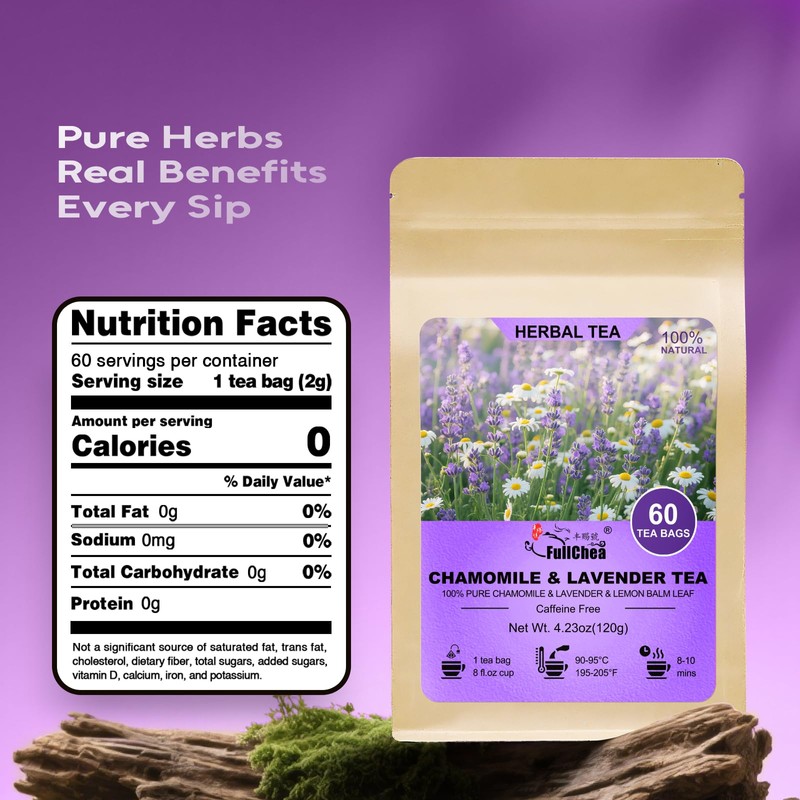 FullChea - Chamomile Lavender Tea Bags for Relaxation & Better