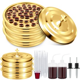 Zhehao 3 Sets Holy Communion Trays for Churches with Lid, Churches Cup Fillers, 100 Disposable Communion Cups (Golden)