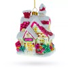 BESTPYSANKY Winter Wonderland Snow-Covered House Blown Glass Christmas Ornament