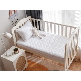 2 Pack Crib Size Waterproof Mattress Protector, Quilted Cooling Fitted Bed Mattress Cover Pad, Soft and Breathable Noiseless Machine Washable, Vinyl Free (Crib Size) (2 Pack)