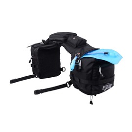 Tucker Adventurer Durable Water-Resistant Contoured Horseback Riding Gear Saddle Pommel Bag w/ Foam Padded Base, Insulated Padding, Fleece Lining, 3-Liter Water Bladder, Rain Cover Included, Black