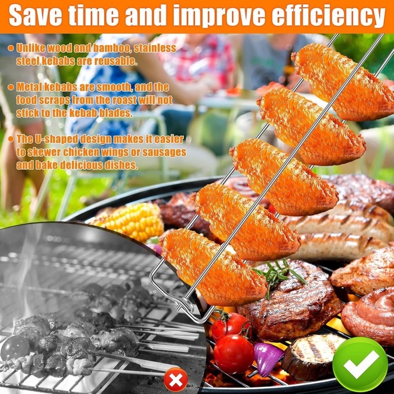 Lyfengdeam Chicken Wing BBQ Fork, Metal Grilling Rails, Wing Rails