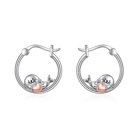 POPLYKE Seal Earrings for Women 925 Sterling Silver Hoop Earrings Animals Jewelry Gift for Girls (seal)