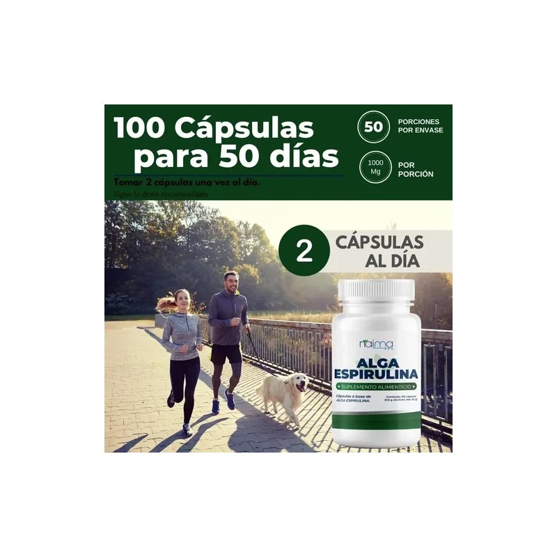 Alga Espirulina Orgánica 500 Mg Pack 2 Frascos Con 100