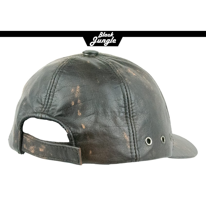 Black Jungle Grafton Leather Cap Biker Cap Leisure Cap Baseball