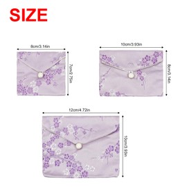 Andux Silk Jewelry Pouch for Jewelry Silk Pouch Plum Blossom Embroidery Brocade Coin Purse 3pcs SP/DZ-01(Purple)
