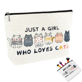 OUDQFCJ Katzen-Make-up-Taschen Kosmetiktasche mit Katzenmotiv süße Geschenke für Frauen, Katzenmütter, Katzenliebhaber, Teenager Tochter Schwester Beste Freundin (mit Reißverschluss)
