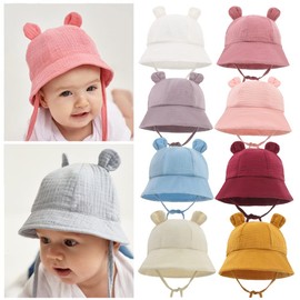 LIUPUUDLY Baby Sun Hat UV Protection Super Cute Cotton Baby Boys Girls Beach Hat Fishing Hat Summer Hat with Ears, a