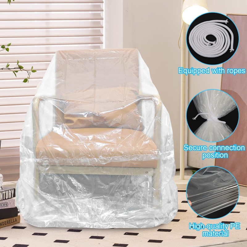 2 Pack Clear Recliner Armchair Covers,Waterproof Plastic Chair Covers Protectors,4