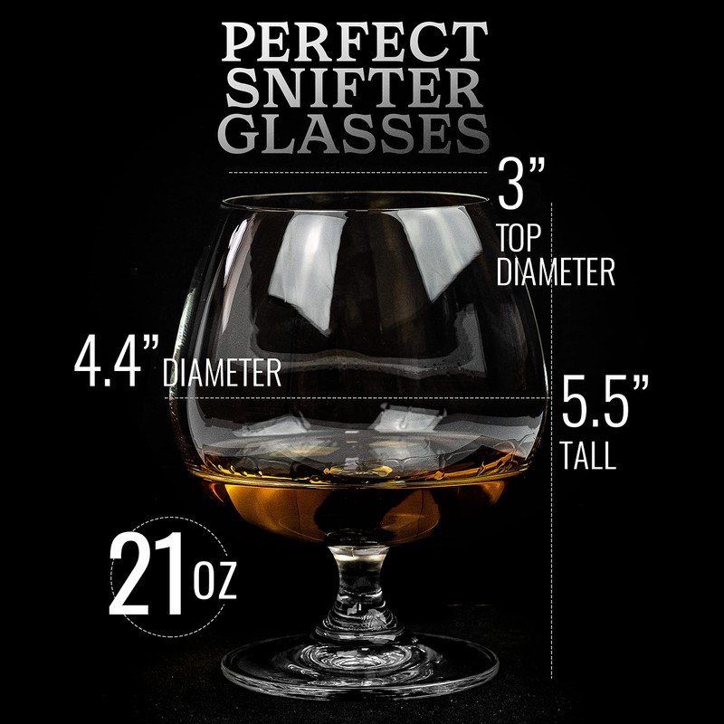 Large 21 oz Crystal Brandy and Cognac Snifter Glasses |