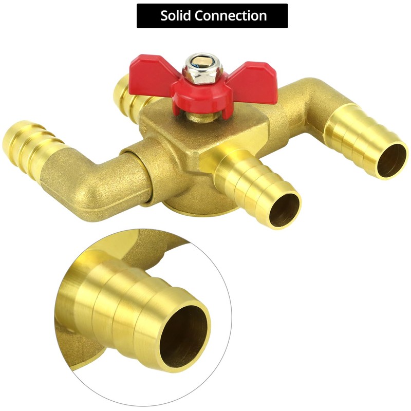 QWORK Solid Brass 5/8" 4-Way Heater Control Valve with Switch,