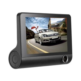 Dash Cam with 1080P HD 3 Camera System, 4" Screen, 32GB Card, 170 Degree Wide Angle, Night Vision, Motion Detection, Black (724 Store)