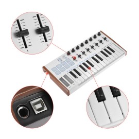 Unbranded 25 Key Portable Mini MIDI Keyboard Controller With 8 RGB Backlit Drum Pads MHOM