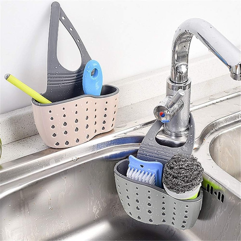 Cisila 2Pcs Sink Sponge Holder,Adjustable Silicone Sling Sponge Caddy with