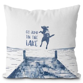 Labrador Retriever Pillow Covers 18x18, Lake House Decor, Labrador Retriever Gifts for Women, Go Jump in The Lake Decorative Throw Pillow Covers for Home Room Bedroom Decor