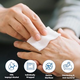 CareLiving Almohadillas de preparación de alcohol con 70% de alcohol isopropílico, paquete de 400, grado médico, envueltos individualmente, hisopos de