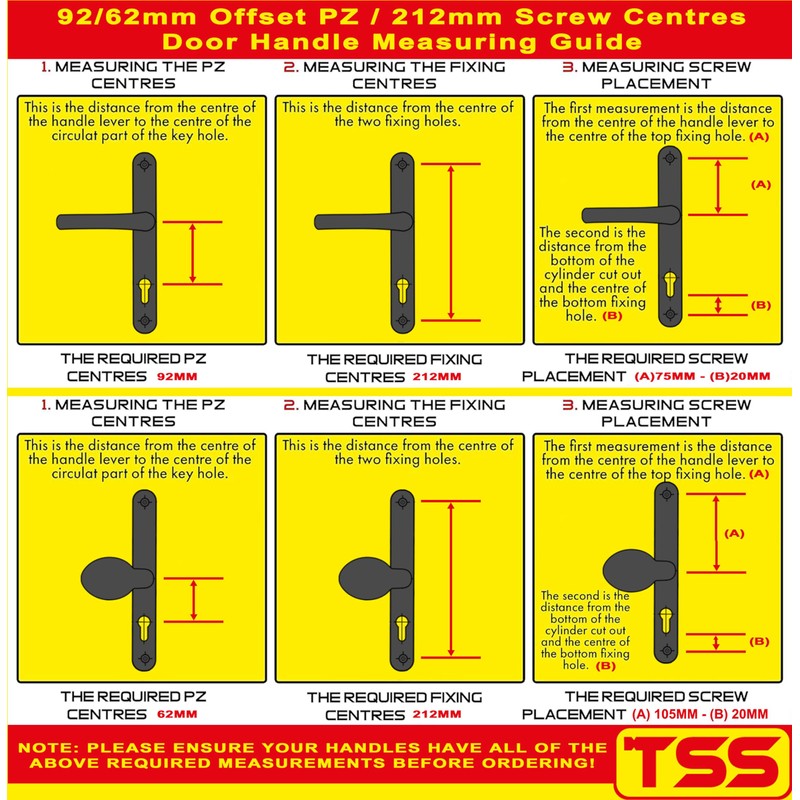TSS White UPVC Door Handle Pair Set with Offset Lever