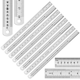 EBOOT 8 Pack 18 Inch Stainless Steel Rulers, Metal Rulers Imperial & Metric Graduations for Precision Measuring Meter Yard Stick for Construction Drafting Woodworking