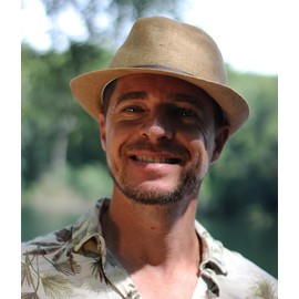 thuizen Hawaiian Panama Mediterranean Straw Fedora Visor Hat, Navy