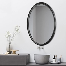 Oval Wall Mirror (36X24) Decorative Bathroom Mirror Vanity Mirror for Entryway Living Room with Safety Backing (Black)