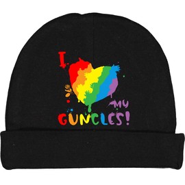 inktastic Pride Heart Kid Finger Paint I Love My Guncles Baby Beanie Hat Large Black 3f6fc
