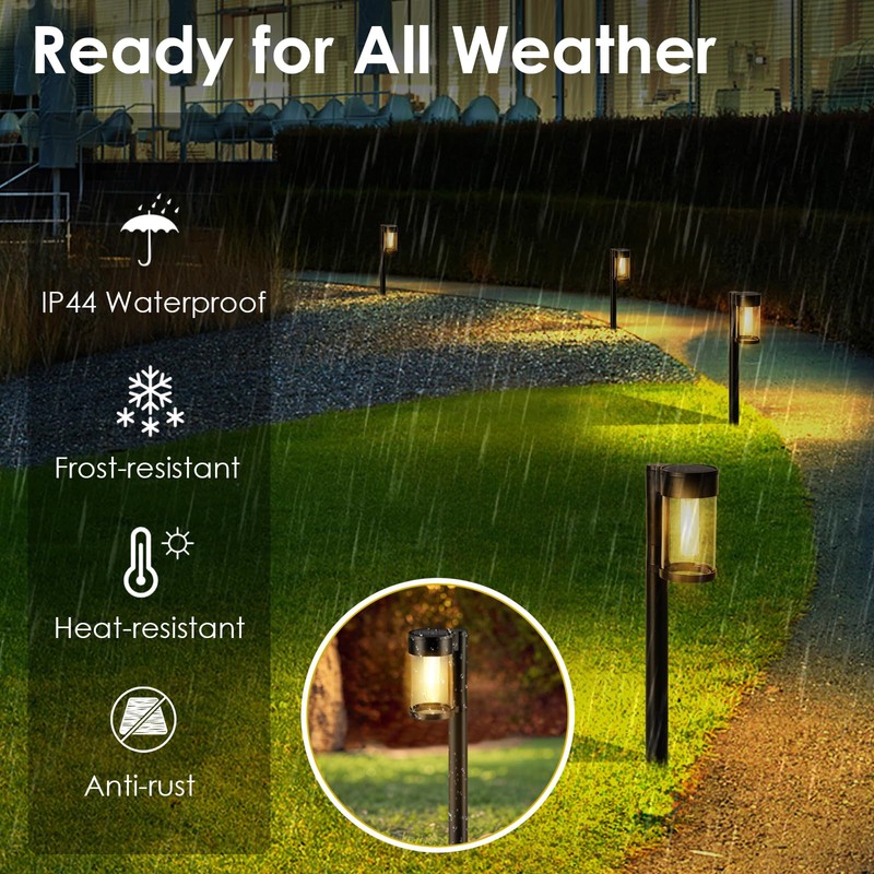 Mancra Solar Pathway Lights Outdoor, 10 Pack Metal & Glass