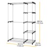 Whitmor Double Rod Freestanding Closet Organizer, Silver