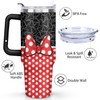 Sunmdecor 40 Oz Tumbler with Handle and Silicone Straws, Coffee