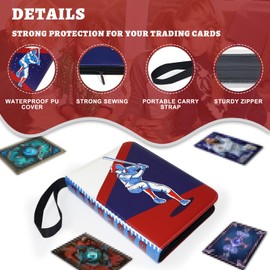 Baseball Card Binder 4 Pocket – PU Cover Trading Card Binder for 400 Cards, Double Sided Pocket Toploader Binder, Collector Album for Sports, MTG, TCG, Game Cards
