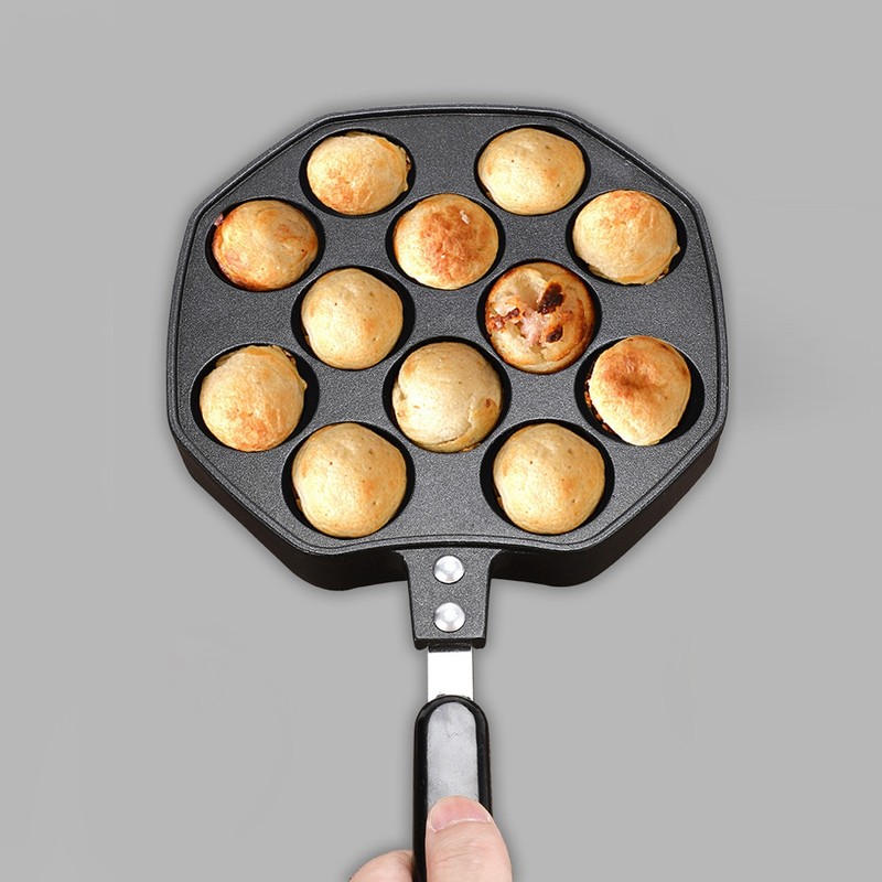 12 Cavities Aluminum Takoyaki Pan Maker Octopus Balls Egg Puffs