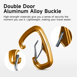 Travel Bird Heavy Duty Carabiner Clip Hook 8KN, Ultra-Light Aluminum Caribeaners with Double Door D-Shape, for Hammock, Camping, Hiking, Backpacking, Dog Leash, Keychain Clip