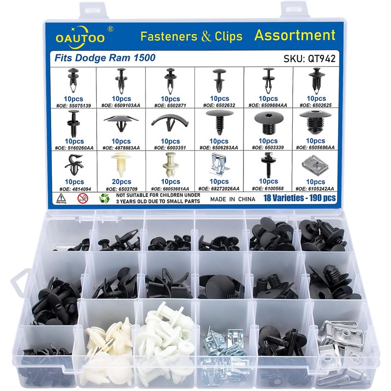 OAUTOO 190pcs for Ram 1500 2500 3500 Automotive Body Interior