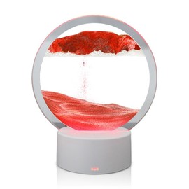 AzureLeap Moving Sand Art Liquid Motion, 3D Deep Sea Sandscape Color Quicksand Decor, Round Glass Moving Sand Art Picture Relaxing Desktop Home Office Work Decor (7 inch-Red)