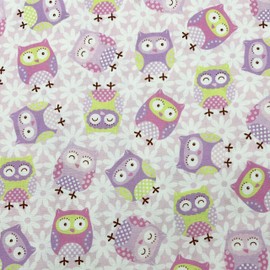 Quiltable 1 Yard (Pre-Cut) 43" x 36" (109cm x 91cm) Floral Cotton Quilting Sewing Fabric, DIY Sewing Patchwork Supplies for Face mask Clothing Handmade Craft&Home Decoration (Owl)