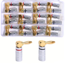 XINTAIHELE Speaker Wire Banana Plugs 90 Degree Speaker Banana Terminals Connector Pin Plug 12 Pairs of 24PCS