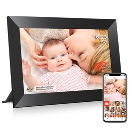 Frameo 10.1 Inch WiFi Digital Photo Frame with 32 GB Memory, 1280 x 800 IPS Touch Screen, Intelligent Electronic Picture Frame, Wall Mountable, Automatic Rotation, Photos/Videos via Frameo-A