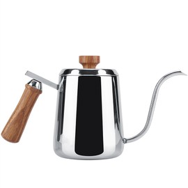 304 Stainless Steel Wooden Handle Drip Coffee Pot Long Gooseneck Spout Kettle (350ml)