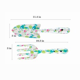 ACEREZA Printed Floral Garden Tool Set,Aluminum Garden Tools Set, Heavy Duty Gardening Tool Kits,4 Pcs Gardening Tools with Trowel, Rake, Garden Gloves&Repotting Mat,Ideal Gift for Women