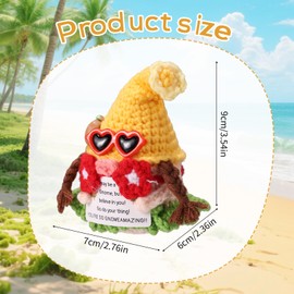TOYMIS Positive Gnome, Hawaiian Gnome Crochet Summer Decor Emotional Doll Support Crochet with Uplifting Message Card for Funny Cute Summer Party Favor Home Office Decor