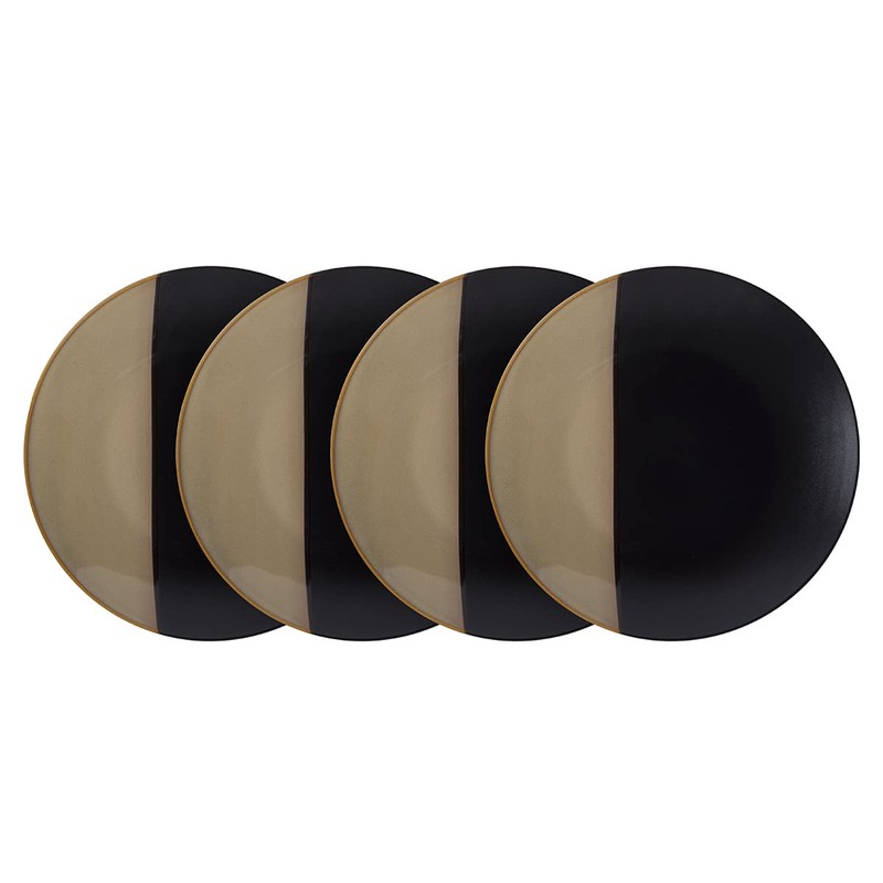 Home VSS, Stoneware Dinner Set Reactive Glaze (16pc Set, Black