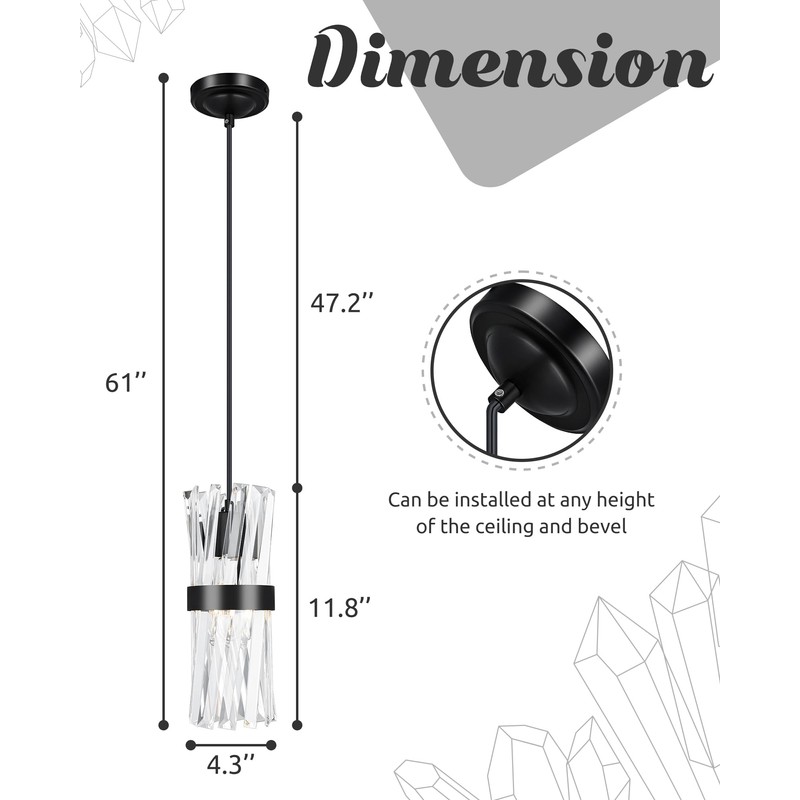 Ken & Ricky Crystal Pendant Lights, Modern Pendant Lights Kitchen