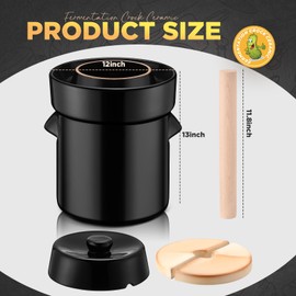 Tioncy 2.6 Gallon 10L Fermentation Crock Ceramic Sauerkraut Crock with Lid Weights and Pounder Brown Ceramic Crock Kit for Fermenting Pickling Cabbage Sauerkraut Pickles Vegetables