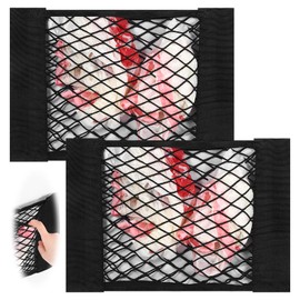 2PCS Plastic Bag Holder Mesh Storage Net,Durable Elastic Plastic Bags Organizer for Trash Bags, Grocery Bag Holder for Camper Sell,Cabinet Door,Kitchen Wall
