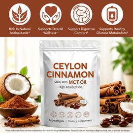 Ceylon Cinnamon with MCT Oil, 300 Softgels, Highly Bioavailable, Non-GMO