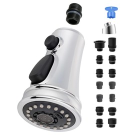 Universal Kitchen Faucet Head Replacement, 3-Mode Spray Head, Silver Chrome